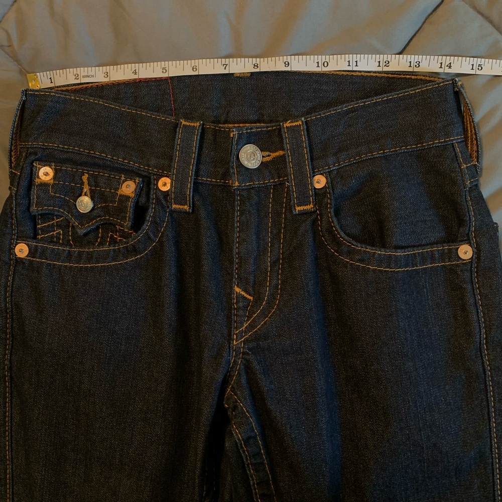 True Religion Jeans World Tour straight 27 dark blue denim Ankle 28x28 NEW - Picture 8 of 12